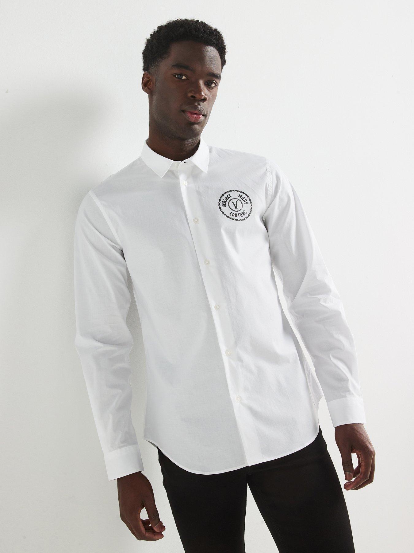 VERSACE JEANS COUTURE KOSZULA BIAŁA Z HAFTOWANYM LOGO 