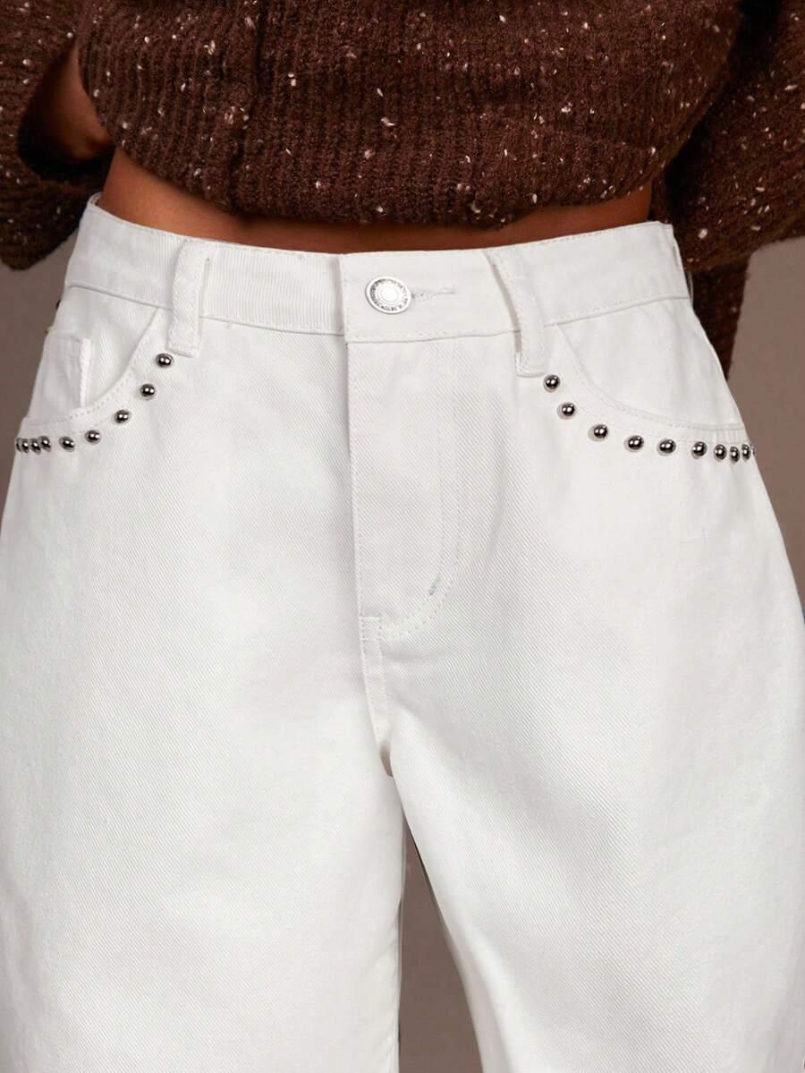 BIAŁE SPODNIE JEANS DŻETY 