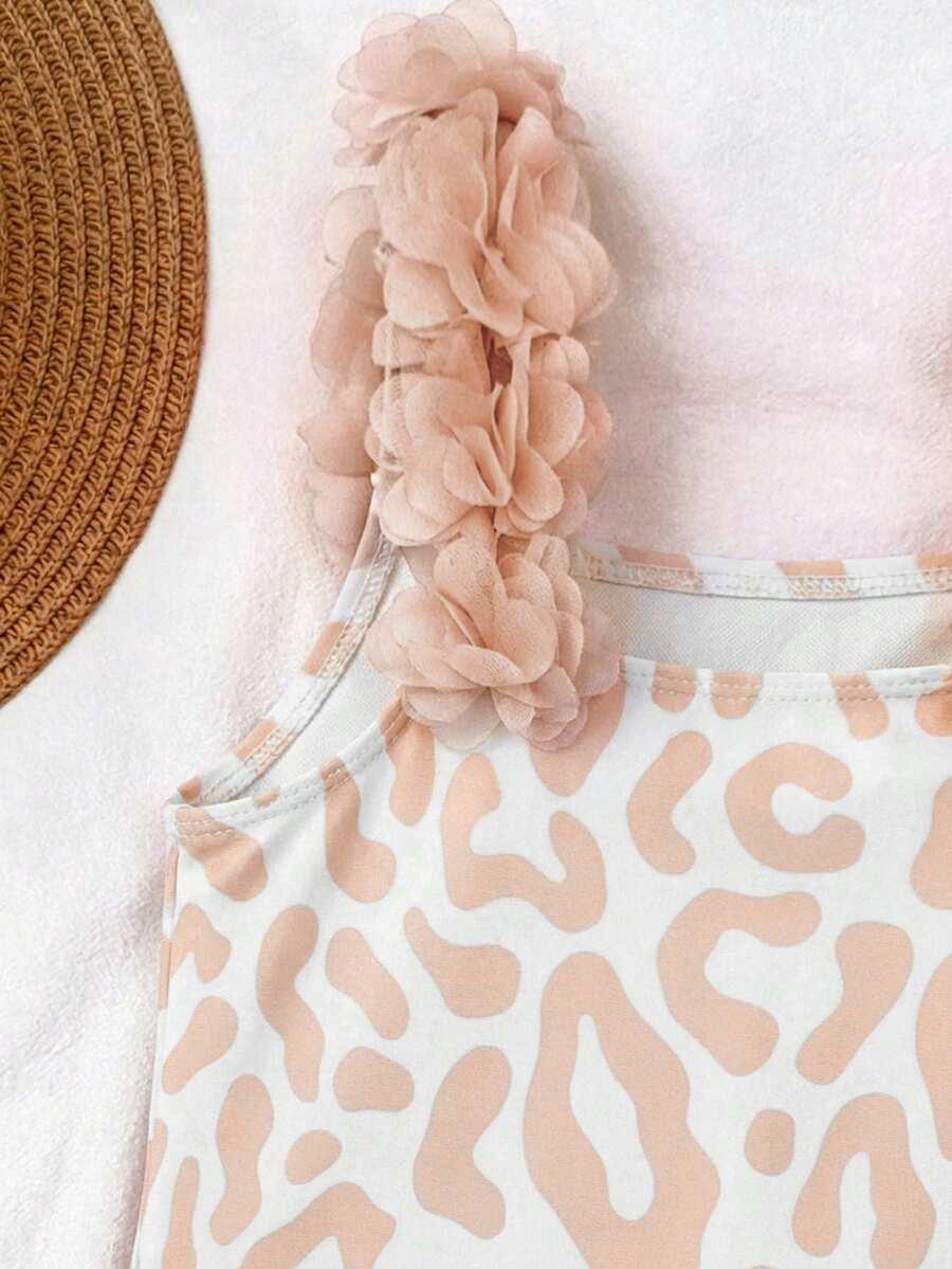 dwuczęściowy strój kąpielowy animal print zdobienia