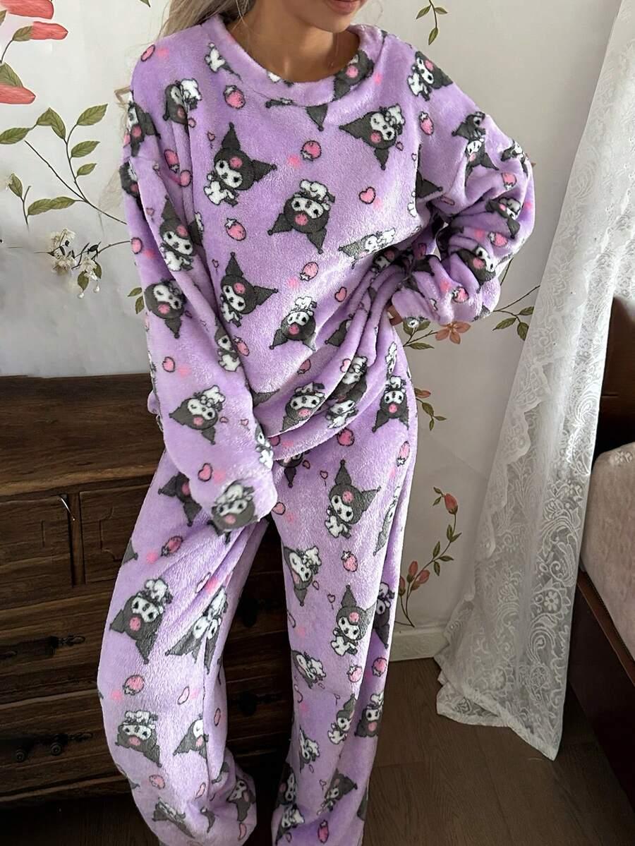 fluffy bluzka spodnie komplet piżama 