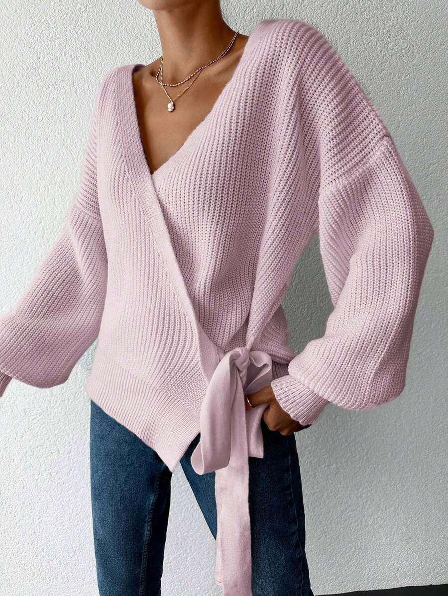 RÓŻOWY SWETER WIĄZANIE