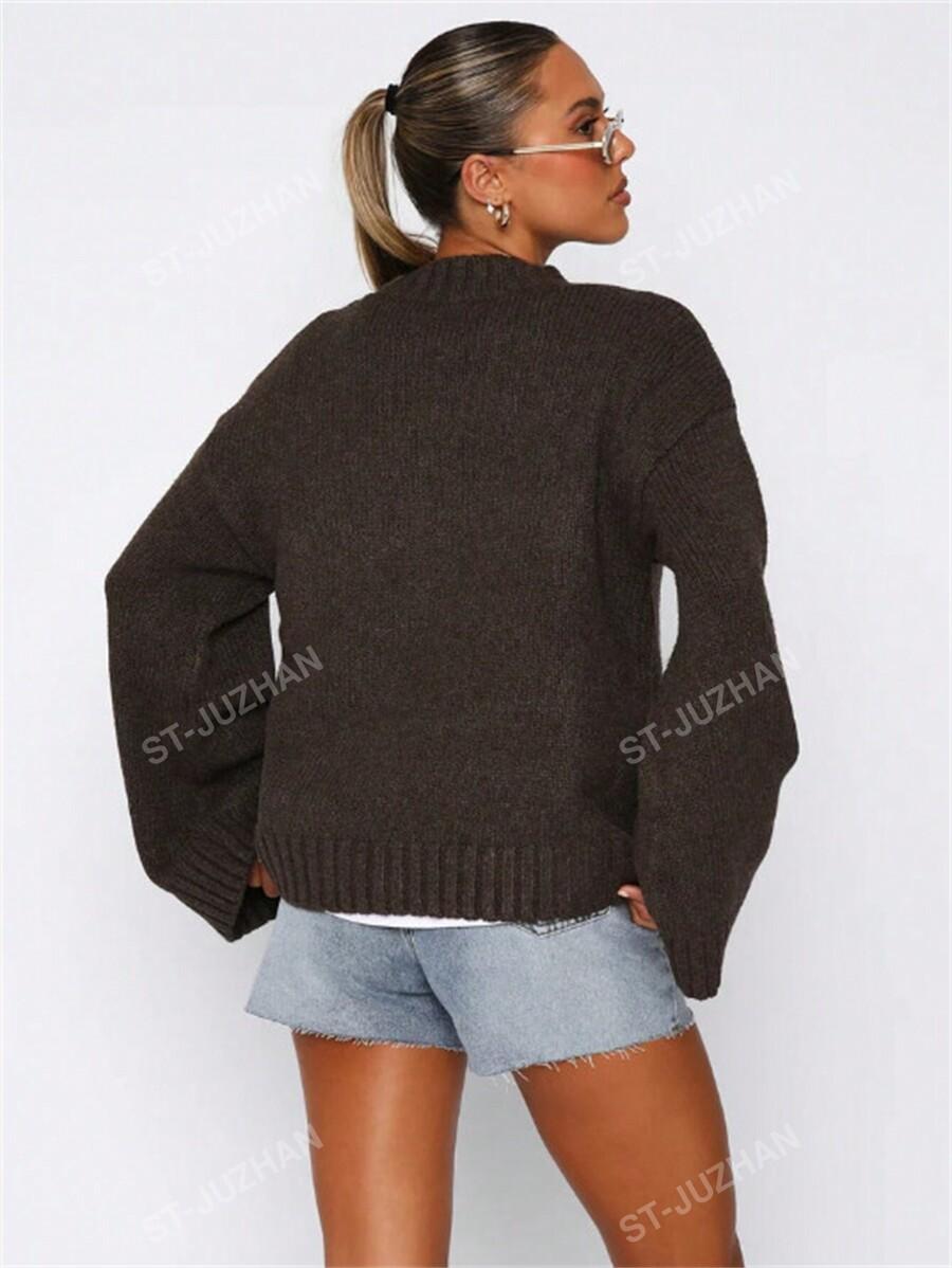 BRĄZOWY SWETER STÓJKA