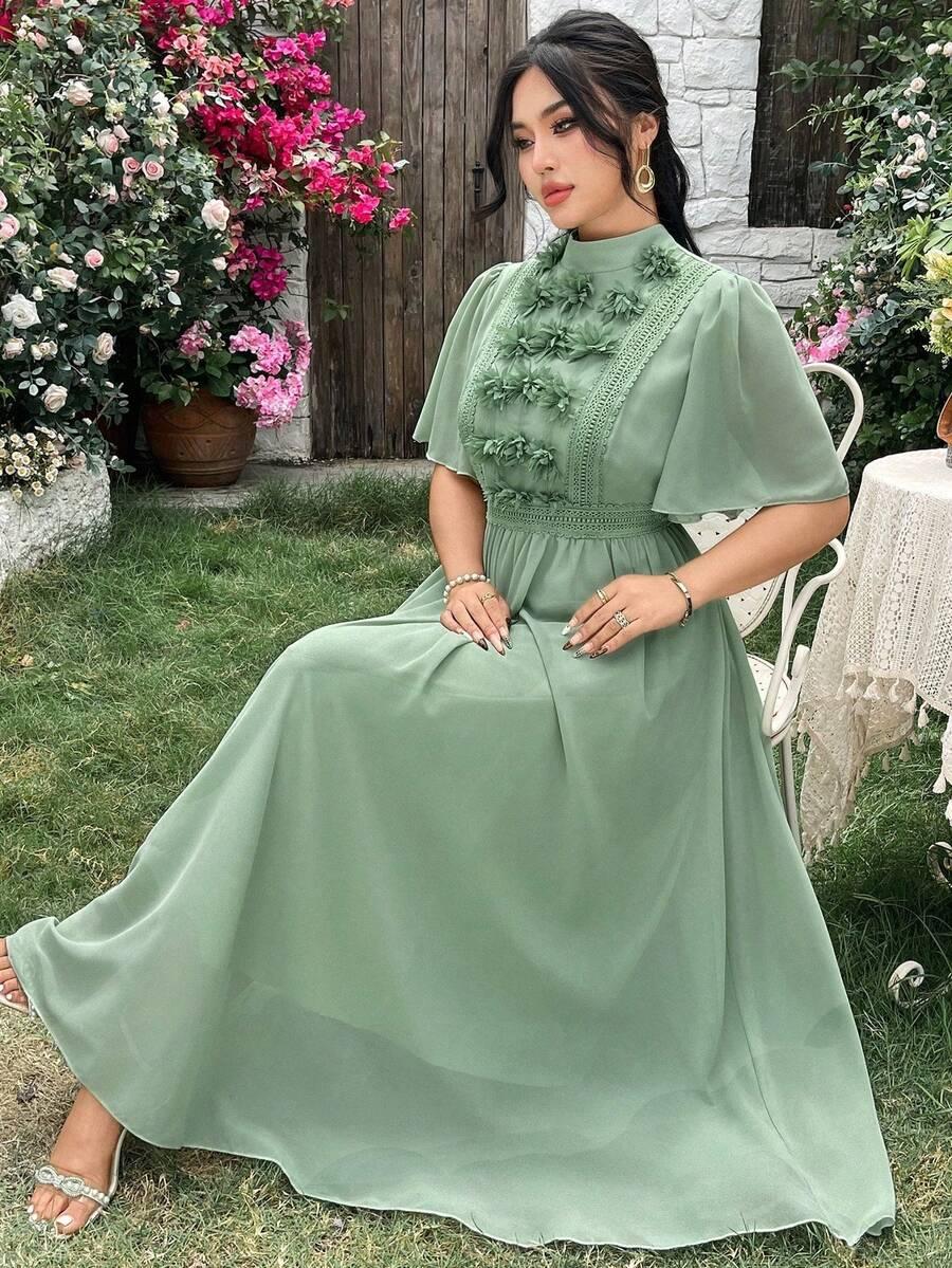 zielona sukienka z krótkim rękawem