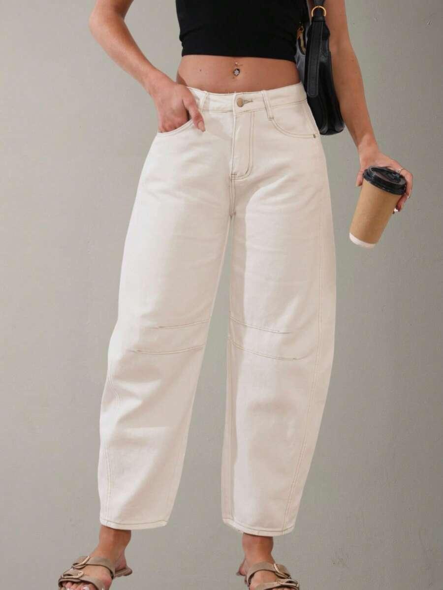BIAŁE SPODNIE JEANS