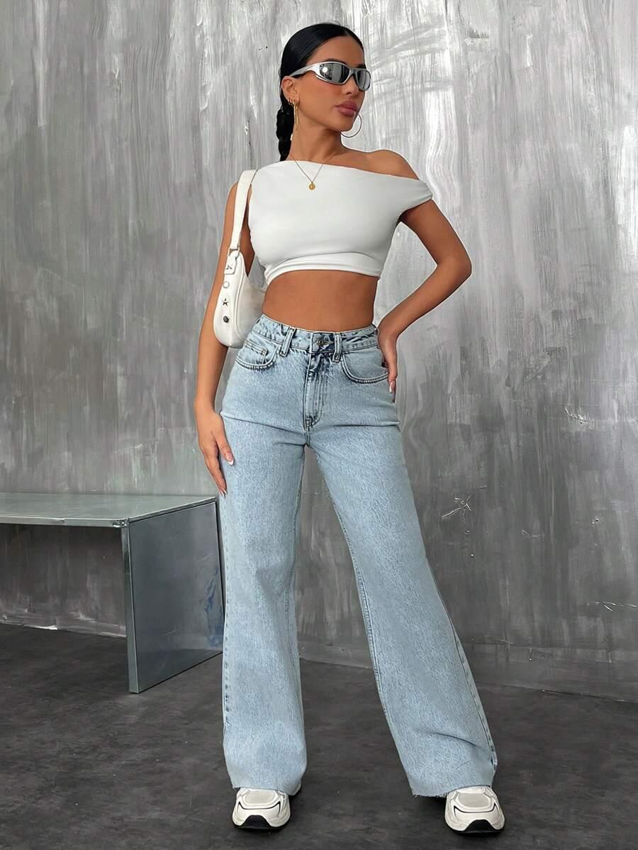 NIEBIESKIE SPODNIE JEANS WYSOKI STAN 