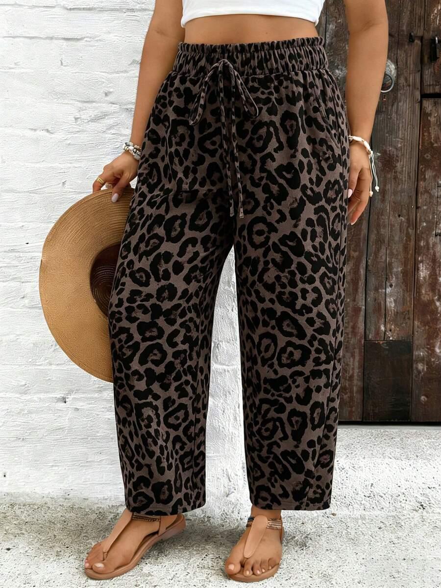 spodnie prosta nogawka leopard print