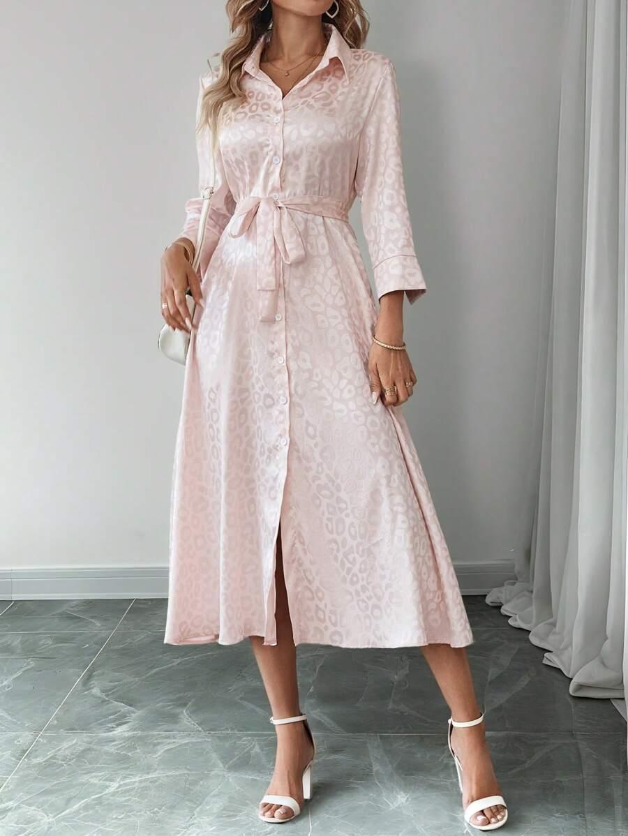 różowa midi sukienka animal print