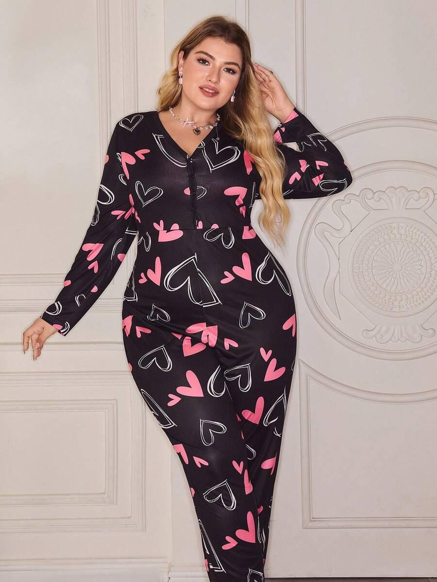 PIŻAMA KOMBINEZON ONESIE wzór serca