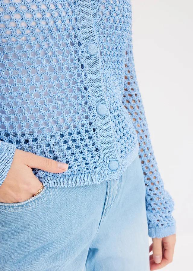 SWETER AŻUROWY ROZPINANY