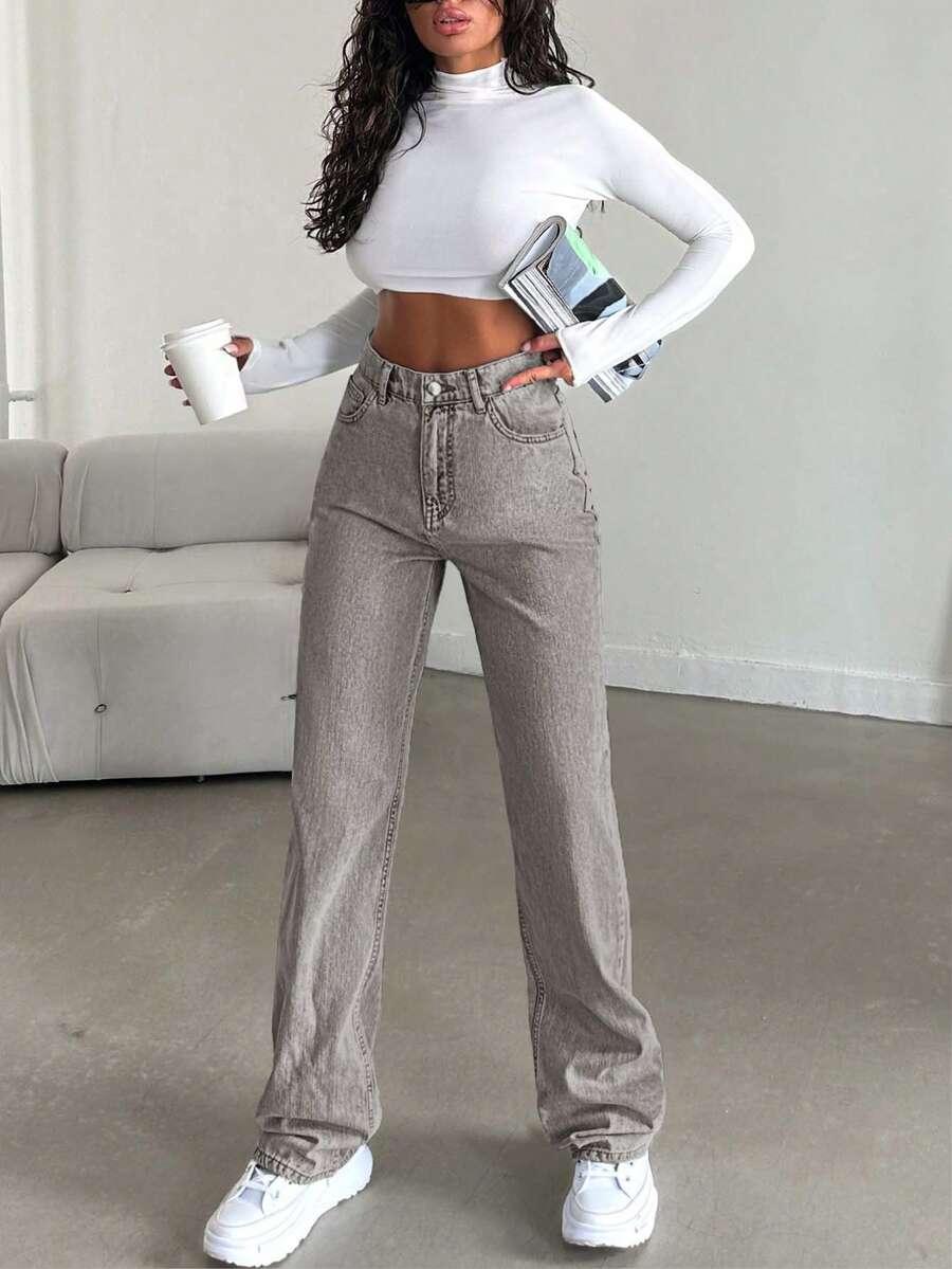 SZARE SPODNIE JEANS 