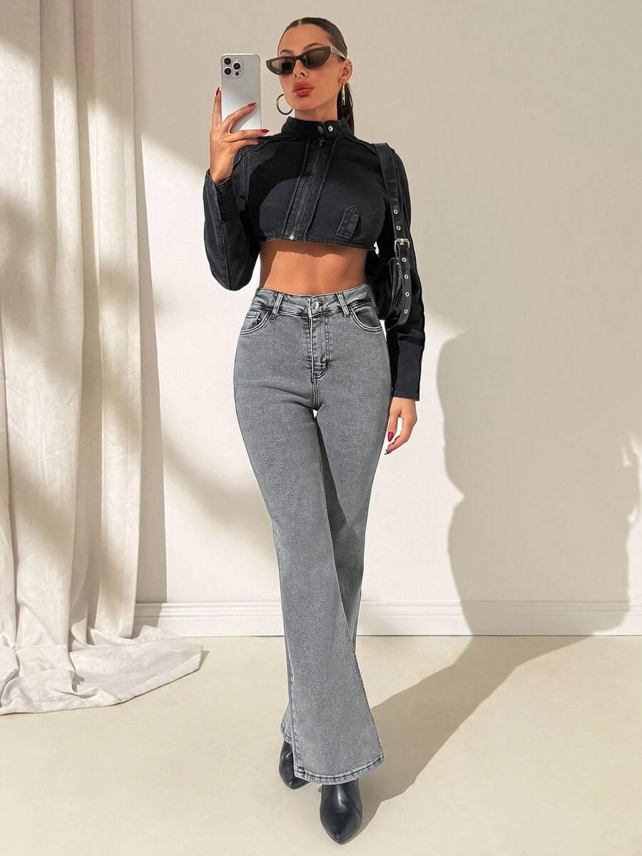 SZARE SPODNIE JEANS 