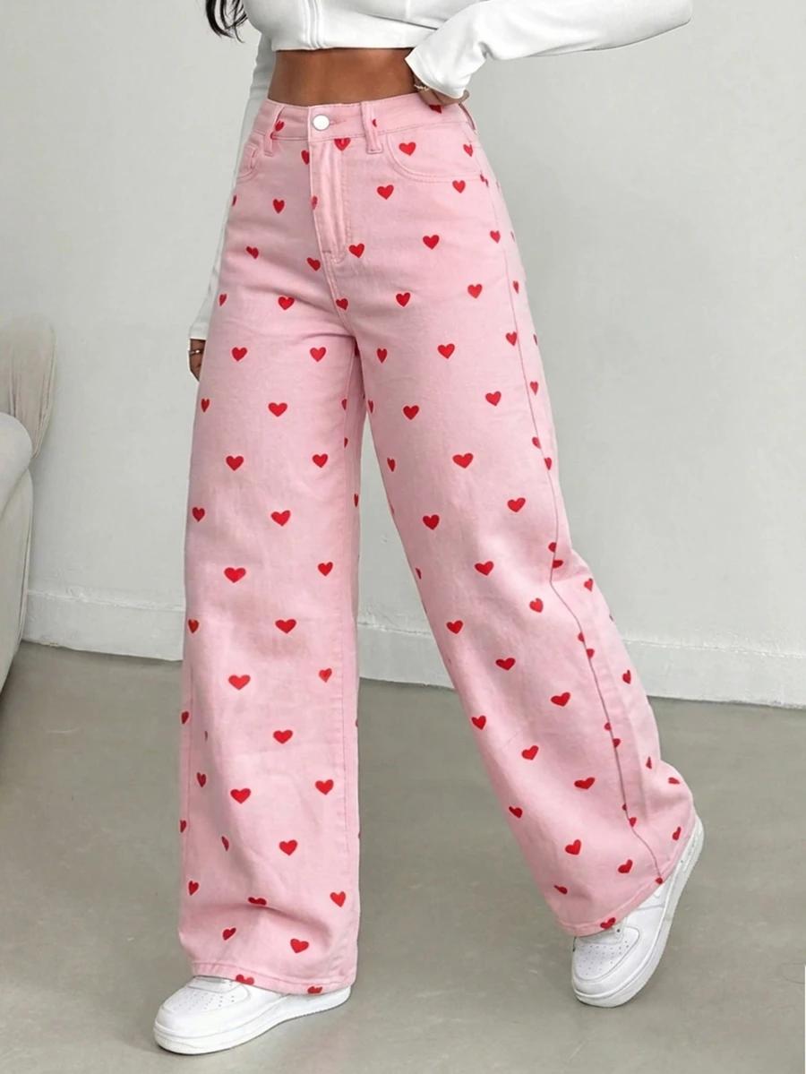 Jeansy Serce print 