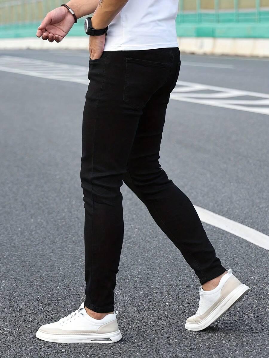 CZARNE OCIEPLANE SPODNIE JEANS