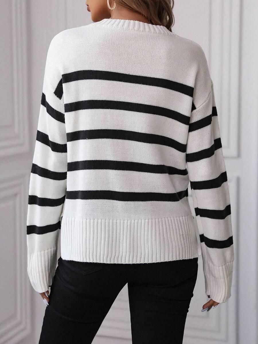 DZIANINOWY SWETER KONTRAST