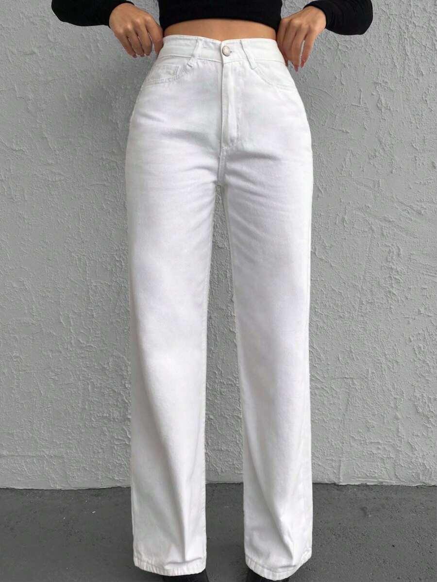 BIAŁE SPODNIE JEANS