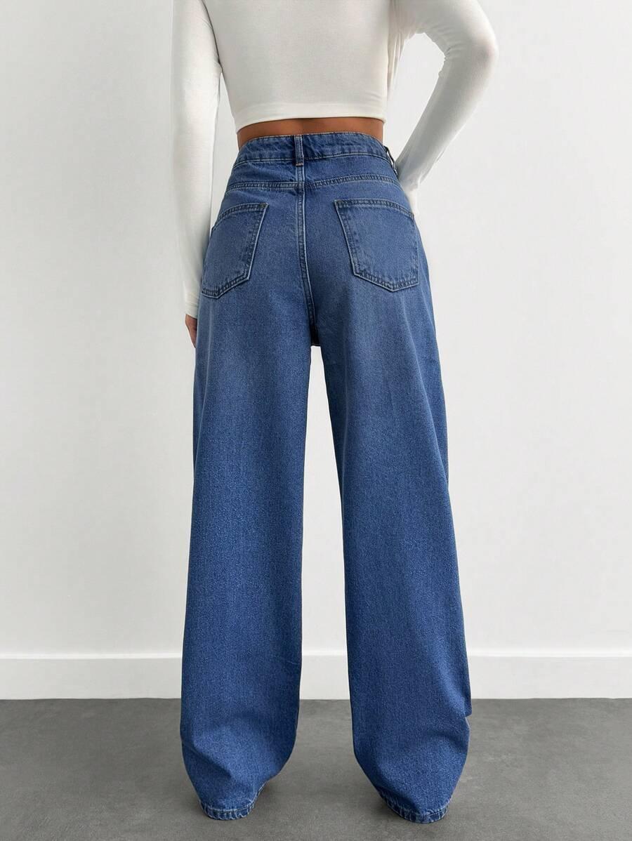 SPODNIE WYSOKI STAN JEANS OZDOBNE