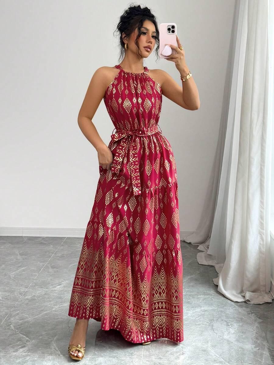 czerwona maxi sukienka