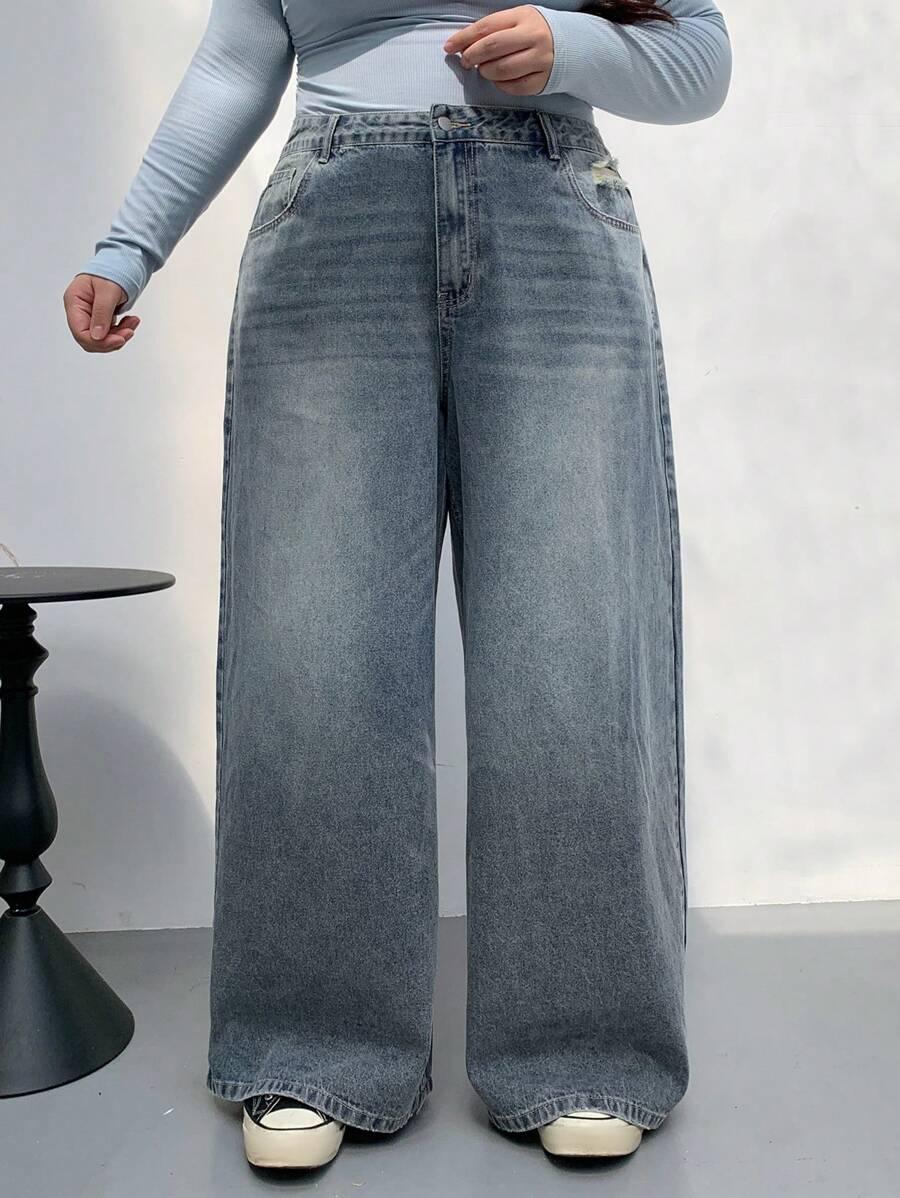 SZEROKIE SPODNIE JEANS 