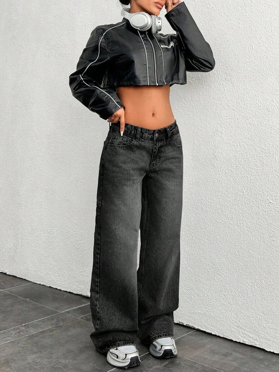 CZARNE SPODNIE JEANS