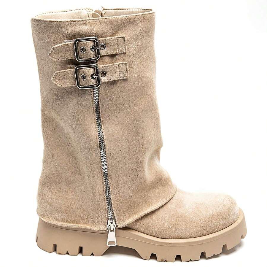 BEŻOWE BOTKI IMITACJA ZAMSZU