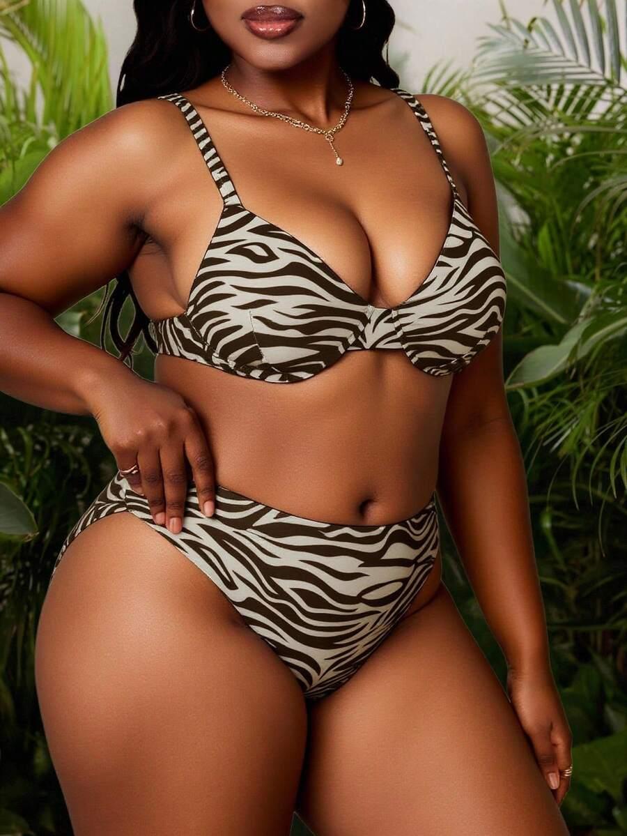 dwuczęściowy strój kąpielowy animal print 