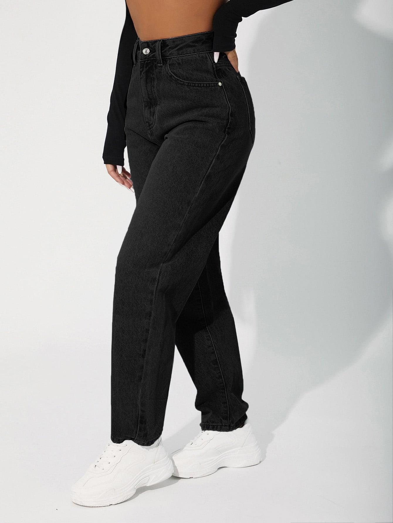 CZARNE SPODNIE MOM JEANS