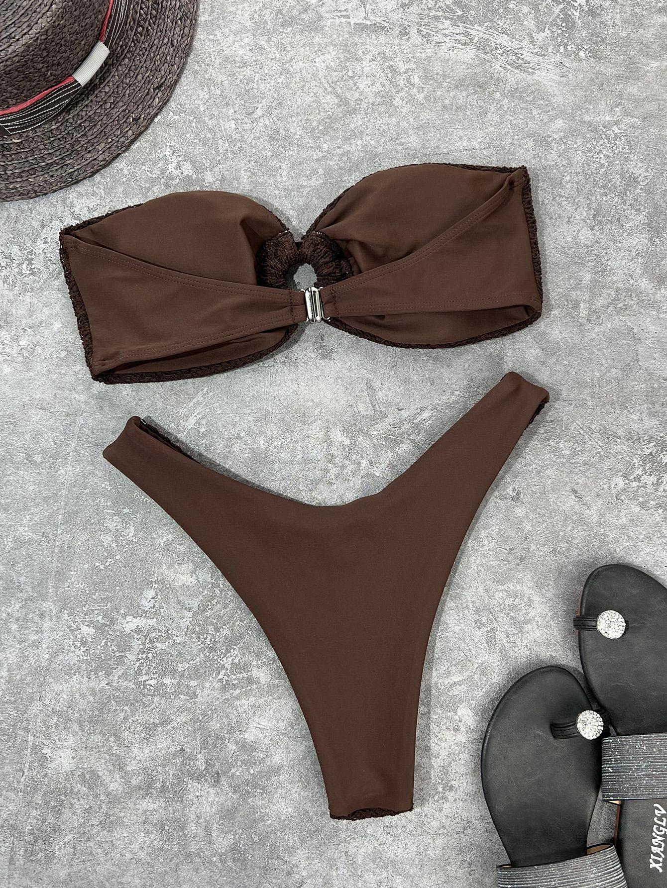 BRĄZOWY DWUCZĘŚCIOWY STRÓJ KĄPIELOWY 
