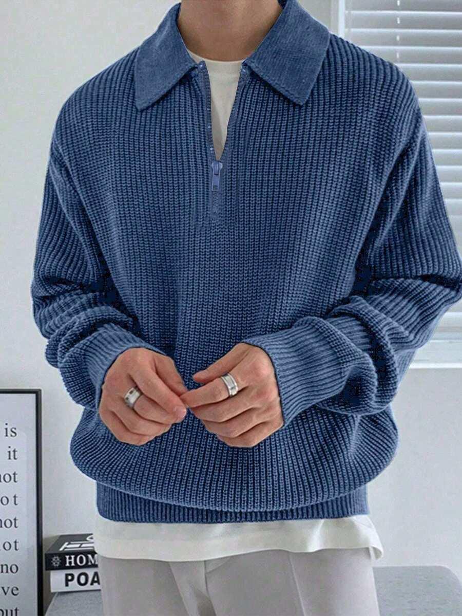 niebieski sweter casual