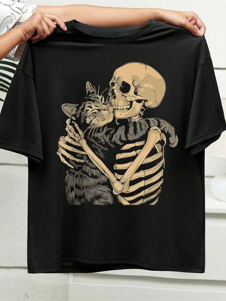 czarny t-shirt nadruk