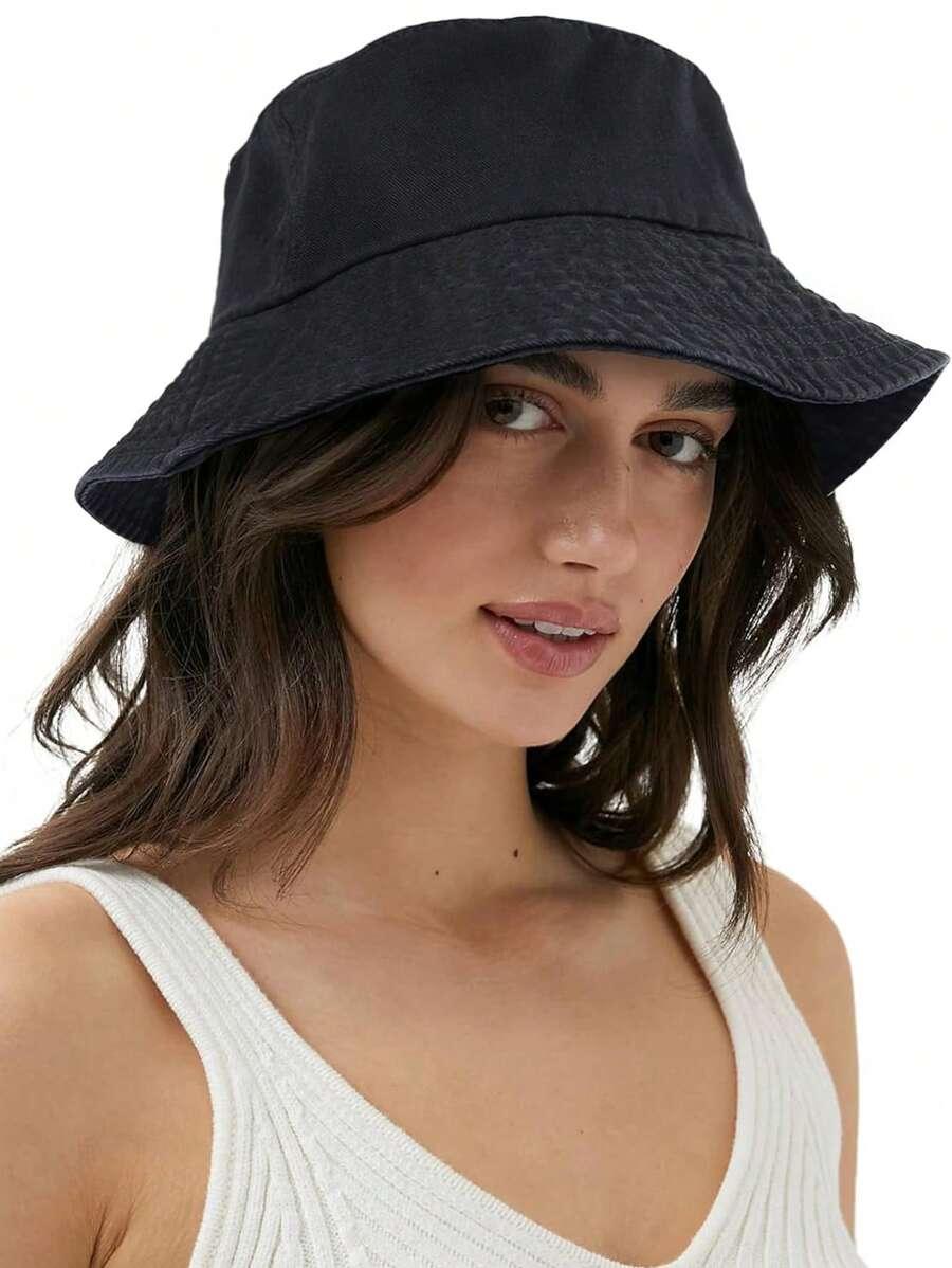 czarny kapelusz bucket