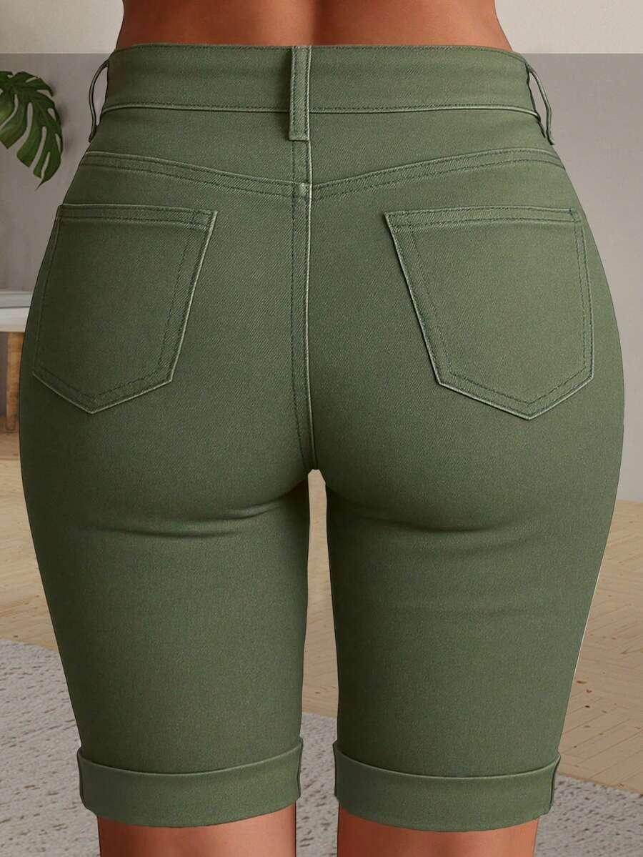 ZIELONE SPODENKI JEANS