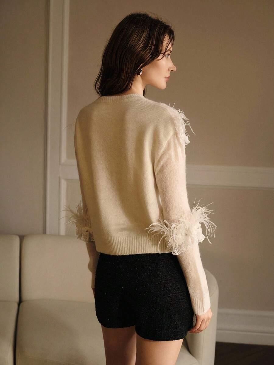 sweter z domieszką wełny