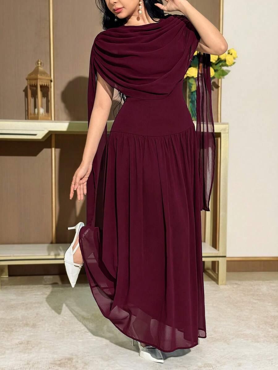 bordowa sukienka maxi