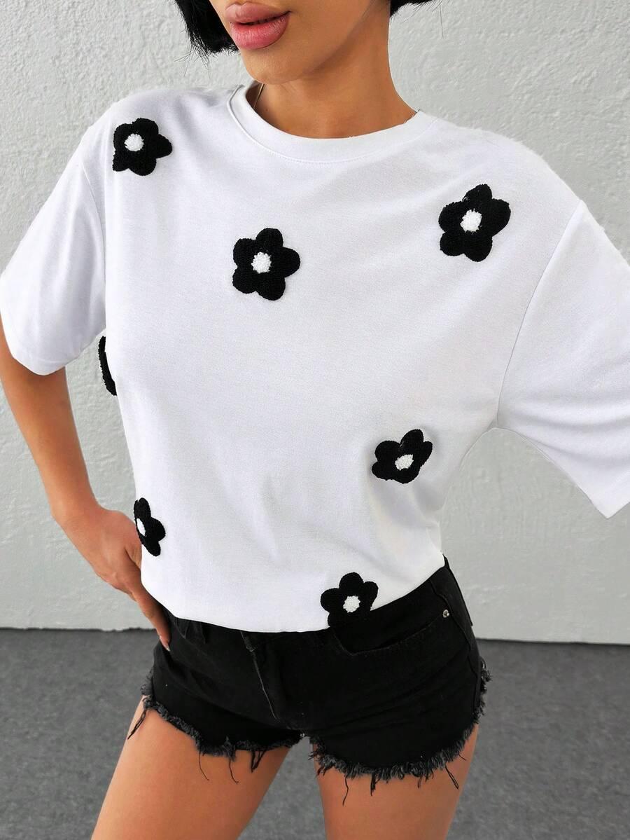 BIAŁY T-SHIRT haft