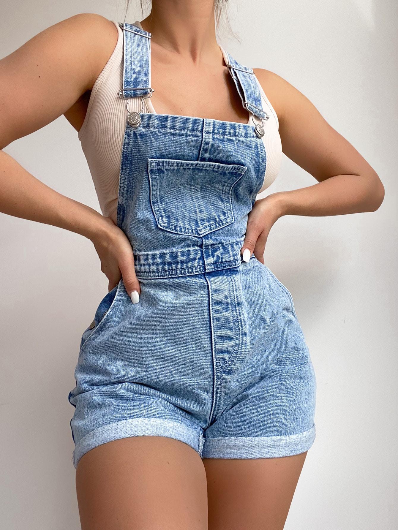 spodenki ogrodniczki jeans