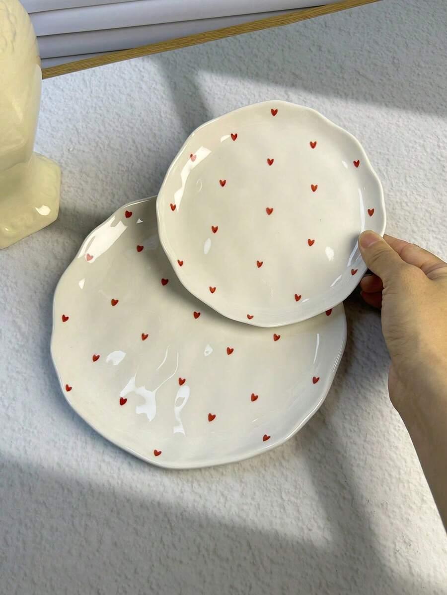 ceramiczny talerz wzór serca 20cm 