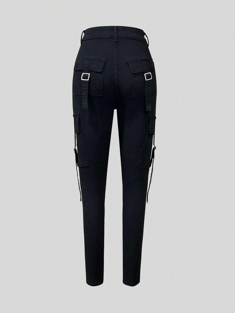 CZARNE SPODNIE JEANS 