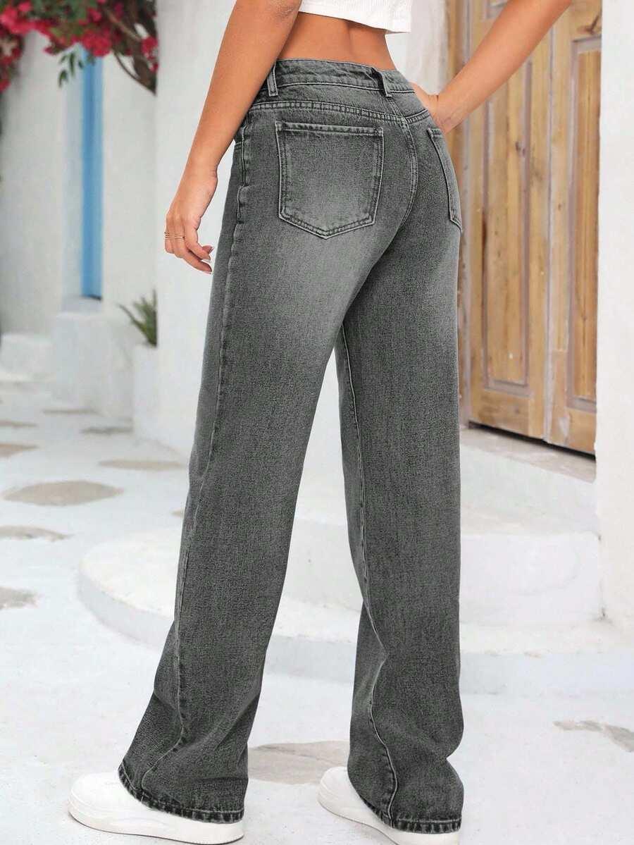 SZARE PROSTE SPODNIE JEANS