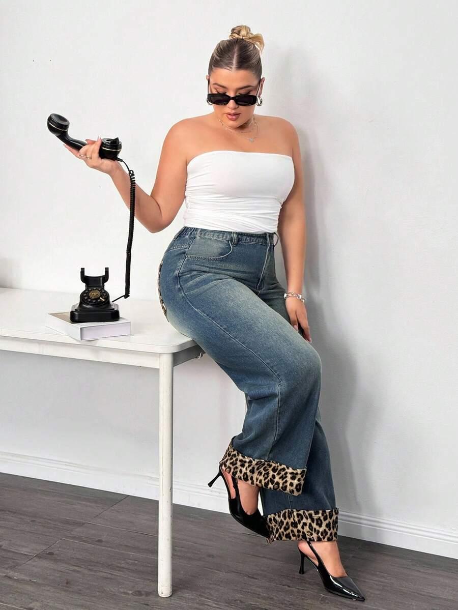spodnie jeans animal print