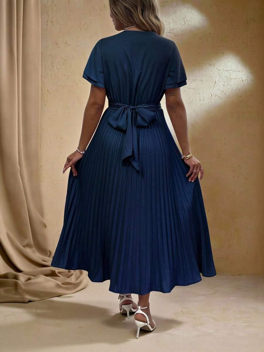 maxi sukienka krótki rękaw v neck