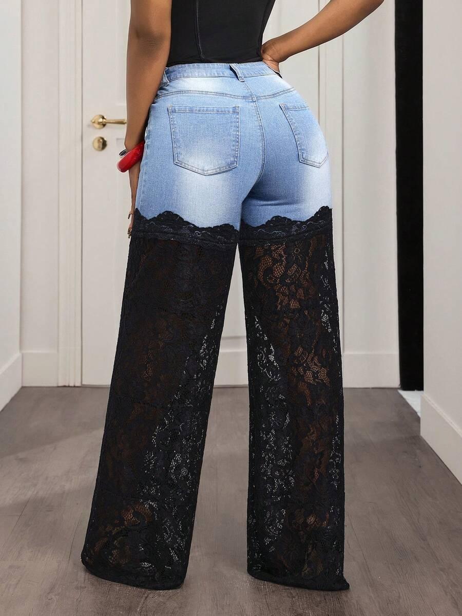 SPODNIE JEANS KORONKA