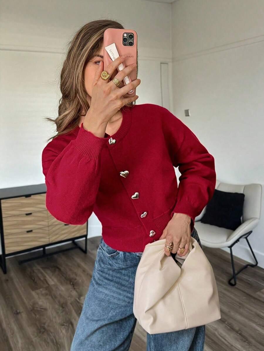 CZERWONY SWETER KARDIGAN