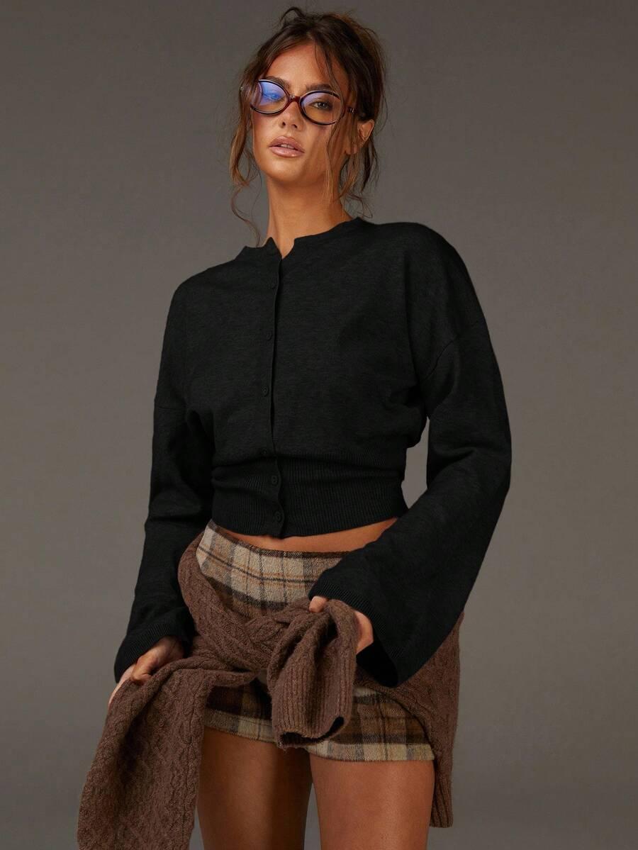 CZARNY SWETER KARDIGAN 