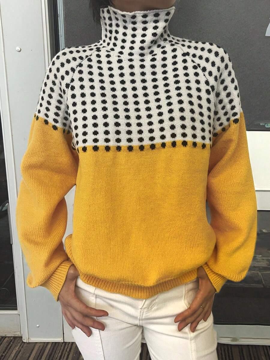 sweter golf wzór kontrast