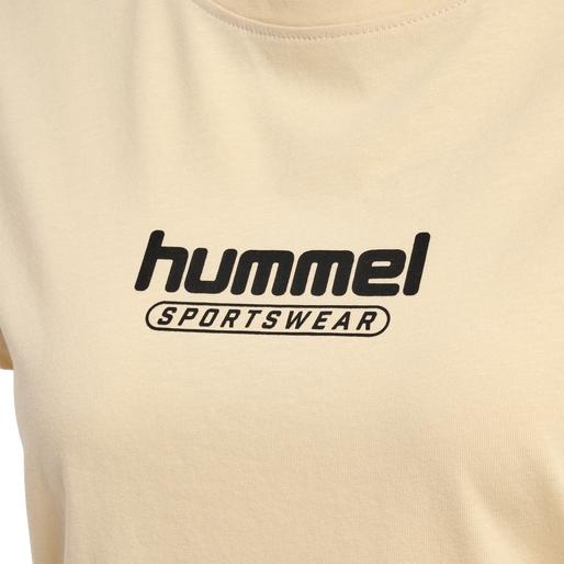 klasyczny beżowy t-shirt okrągły dekolt logo booster