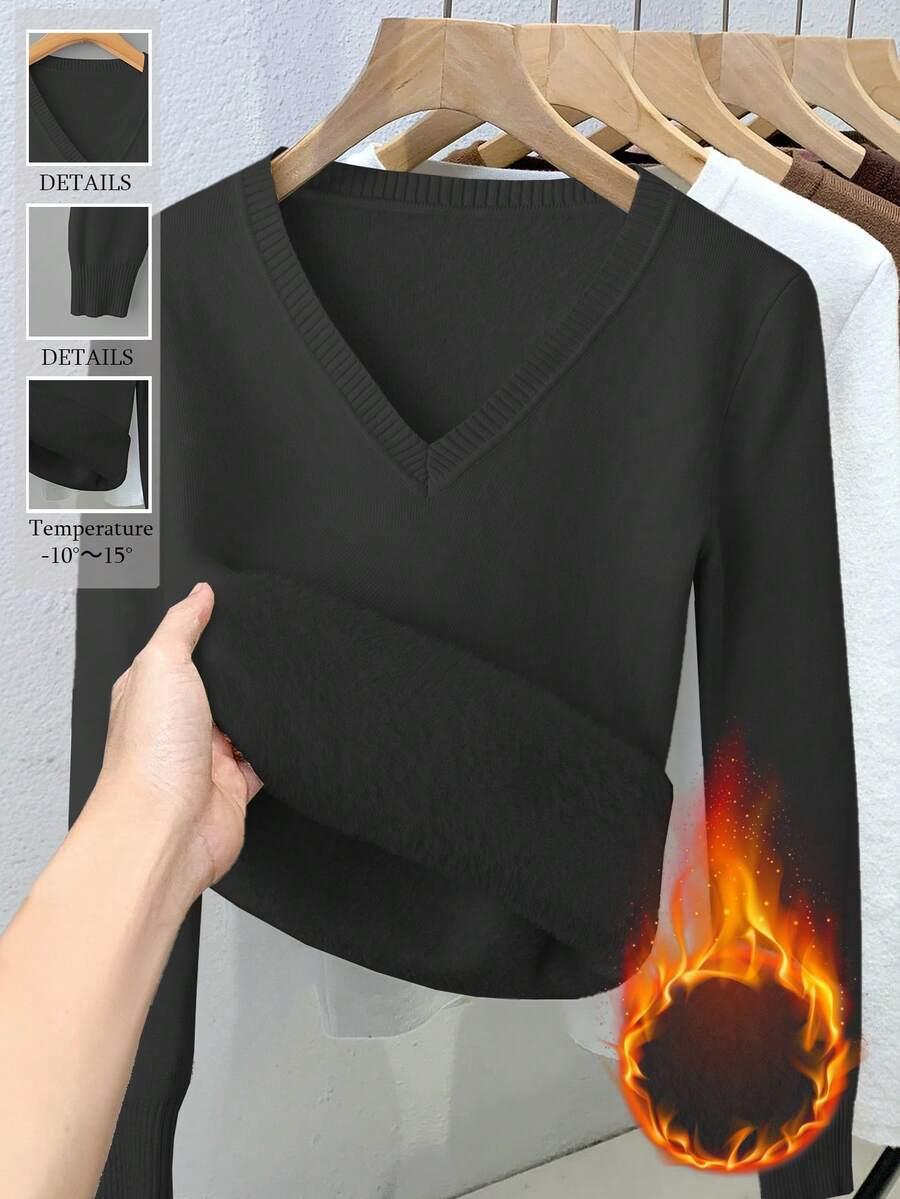 CZARNY SWETER V-NECK