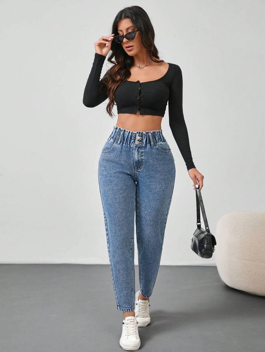 SPODNIE JEANS PAPERBAG
