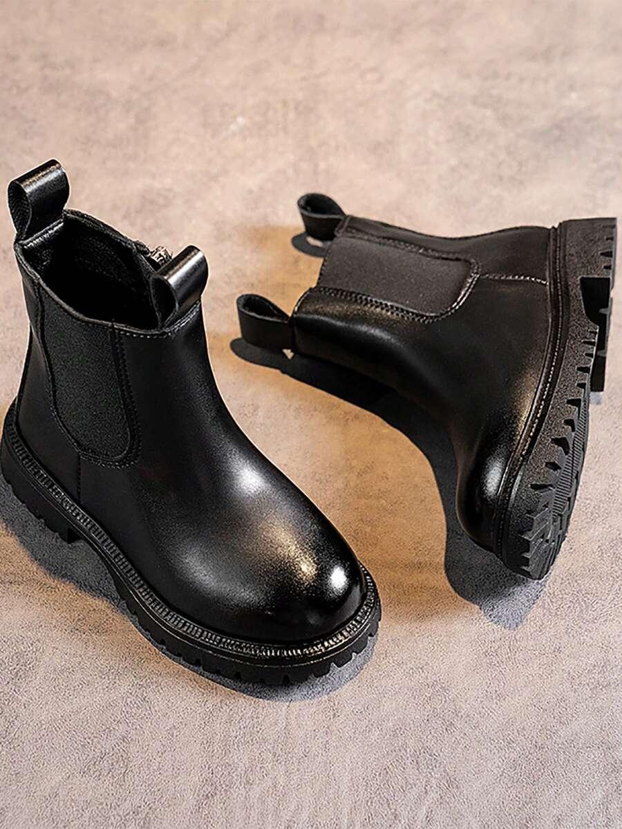 czarne botki imitacja skóry