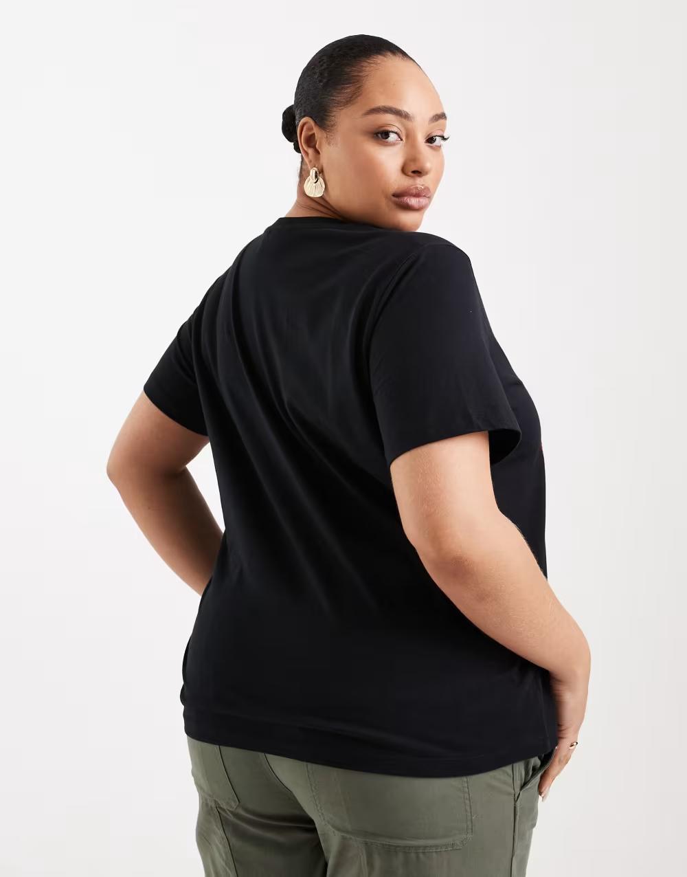czarny t-shirt krótki rękaw print