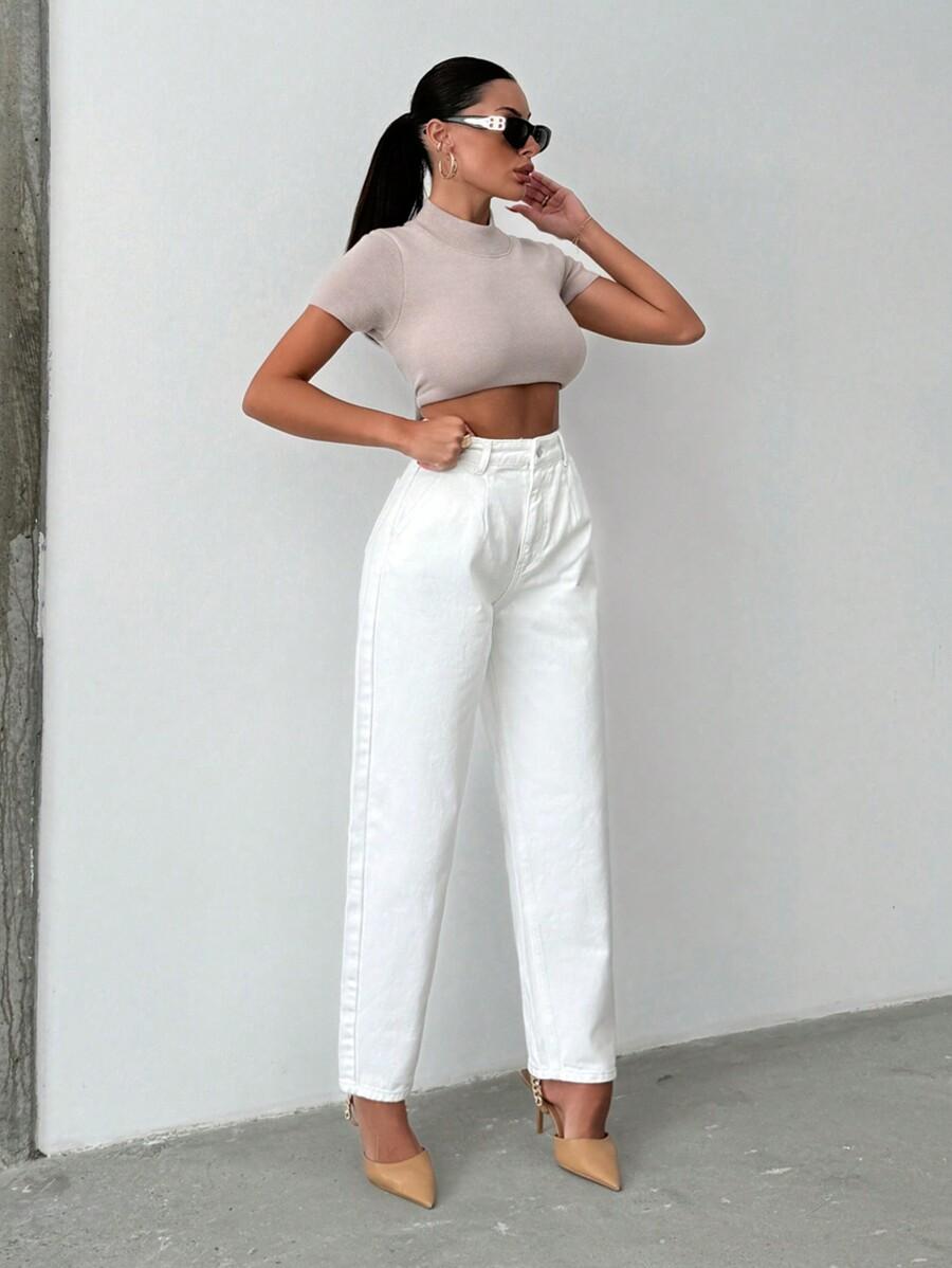 BIAŁE SPODNIE JEANS 